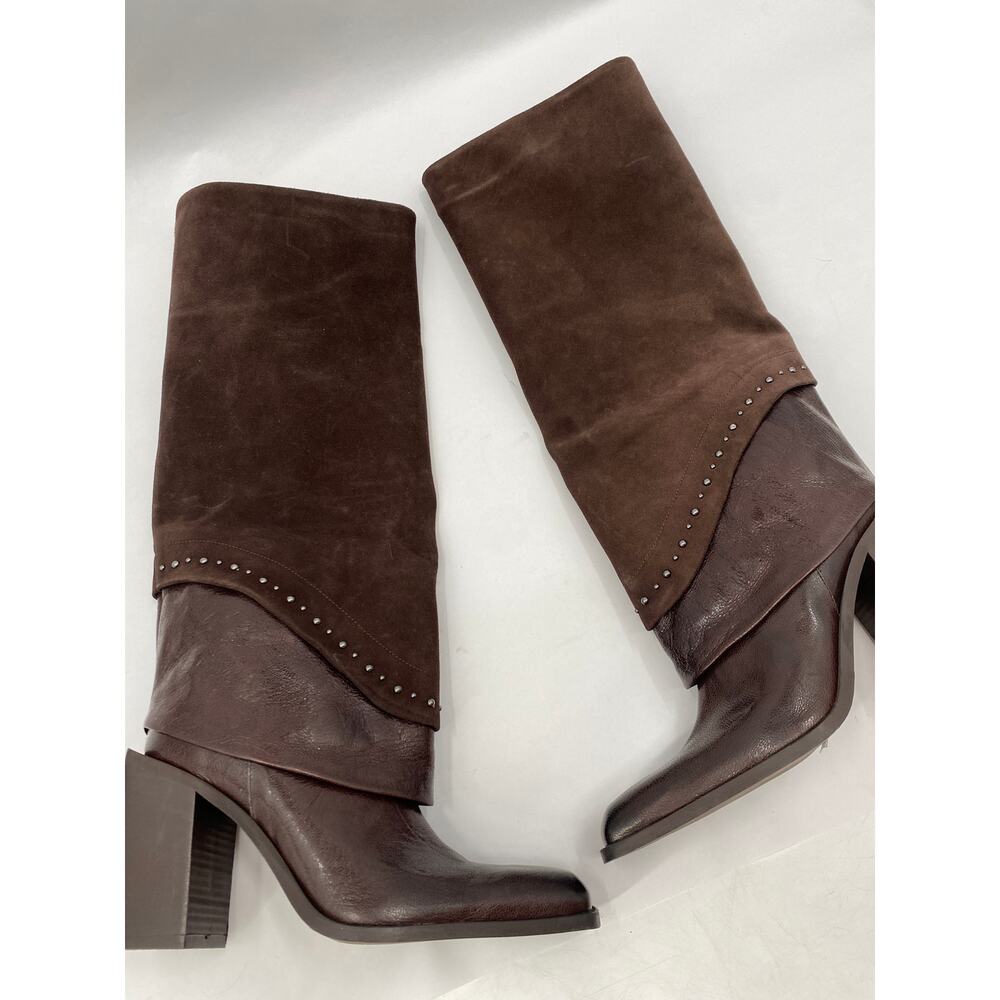 Emanuele Crasto 39 brown leather suede heeled boots - Picture 4 of 9